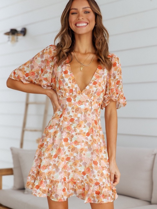 Hello Molly Dresses & Skirts - Hello Molly Women’s Lithe Sunlight Mini Dress Size M Floral Backless Ruffle